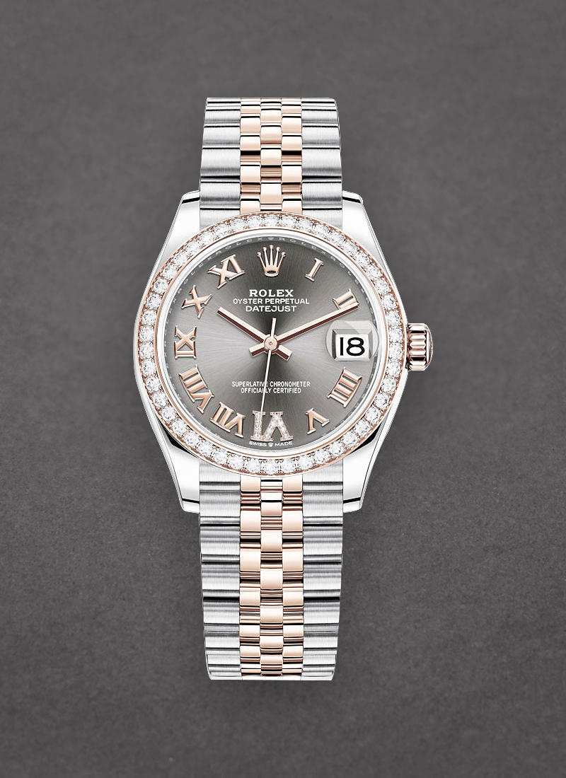 Rolex Unworn Datejust 31mm in Steel with Rose Gold Diamond Bezel