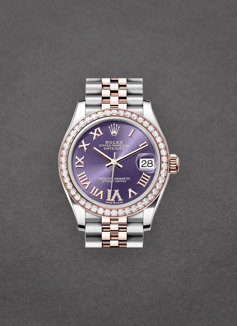 Rolex Unworn Datejust 31mm in Steel with Rose Gold Diamond Bezel