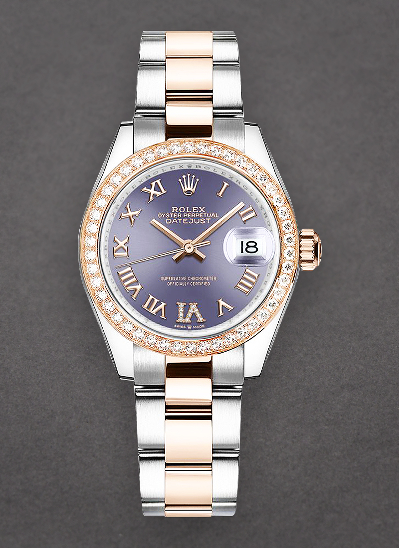 Rolex Unworn Datejust 31mm in Steel with Rose Gold Diamond Bezel