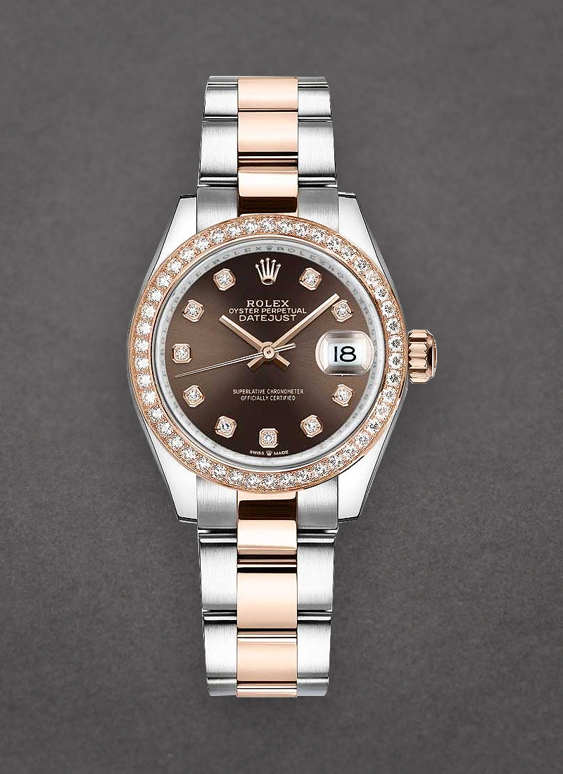 Rolex Unworn Datejust 31mm in Steel with Rose Gold Diamond Bezel