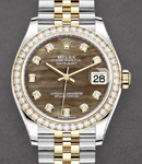 Mid Size 31mm Datejust in Steel with Yellow Gold Diamond Bezel on Jubilee Bracelet with Black MOP Diamond Dial