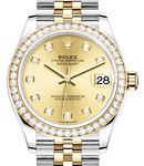 Mid Size 31mm Datejust in Steel with Yellow Gold Diamond Bezel on Jubilee Bracelet with Champagne Diamond Dial