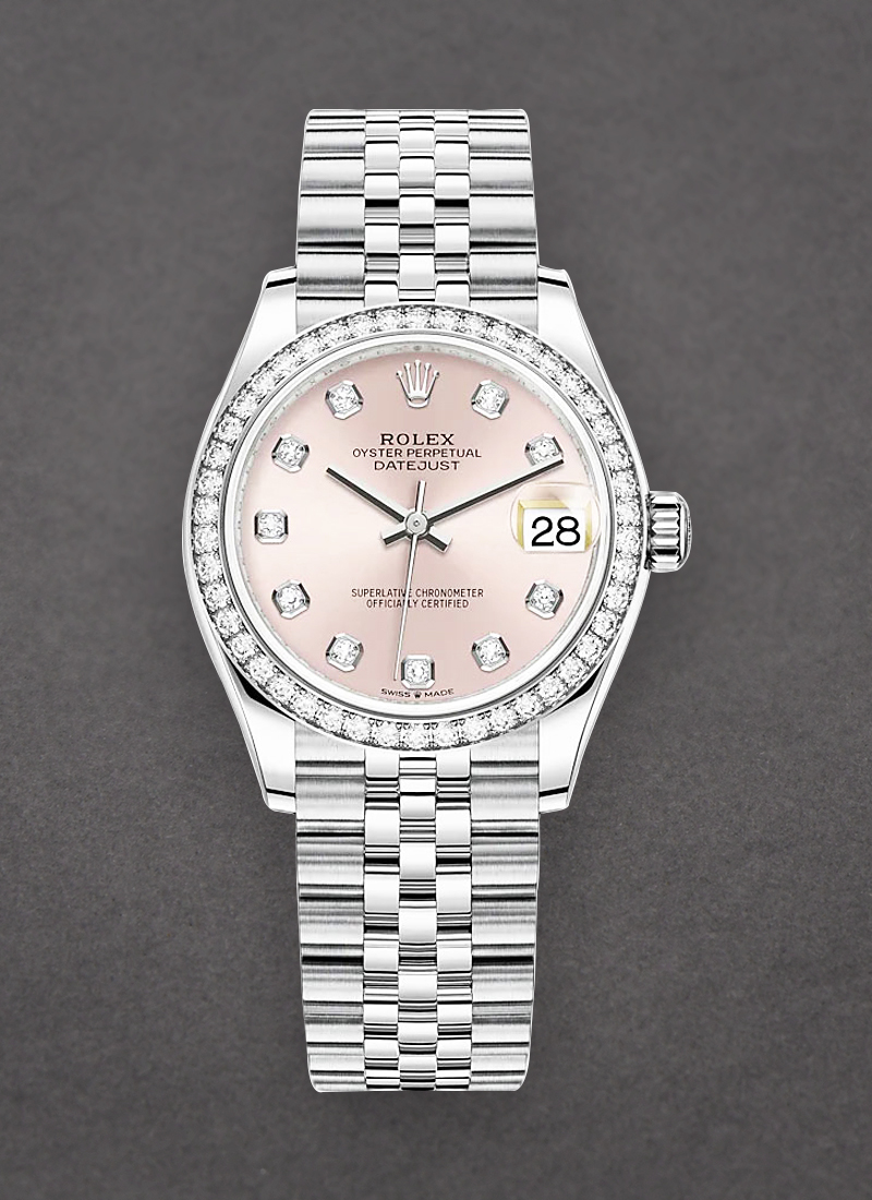 Rolex Unworn Mid Size Datejust 31mm in Steel with Diamond Bezel