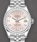 Mid Size Datejust 31mm in Steel with Diamond Bezel on Jubilee Bracelet with Pink Diamond Dial