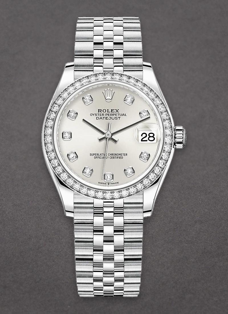 Rolex Unworn Mid Size Datejust 31mm in Steel with Diamond Bezel