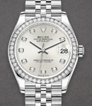 Mid Size Datejust 31mm in Steel with Diamond Bezel on Jubilee Bracelet with Silver Diamond Dial