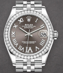 Mid Size Datejust 31mm in Steel with Diamond Bezel on Jubilee Bracelet with Dark Grey Roman Dial - Diamonds on VI