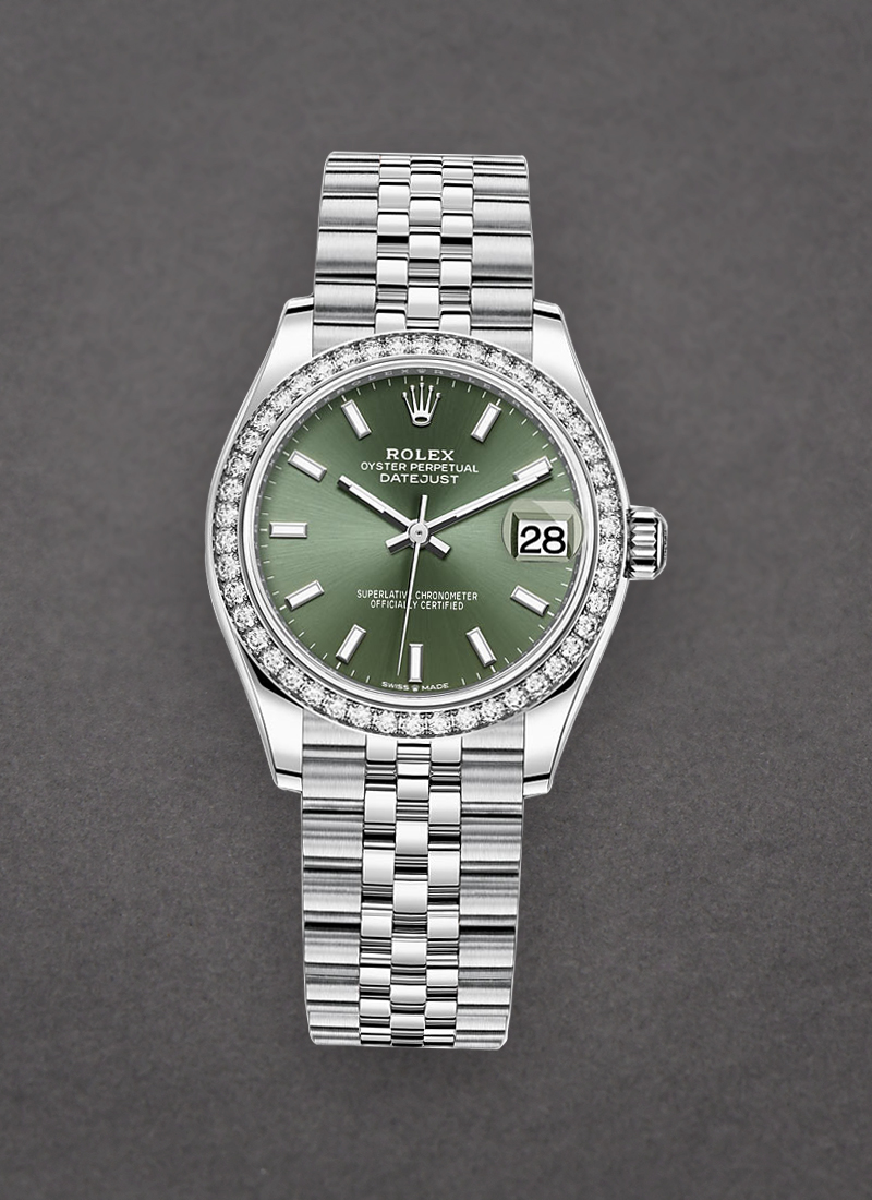 Rolex Unworn Mid Size Datejust 31mm in Steel with Diamond Bezel