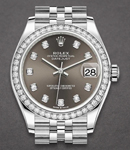 Mid Size Datejust 31mm in Steel with Diamond Bezel on Jubilee Bracelet with Dark Grey Diamond Dial