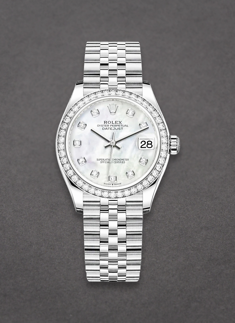 Rolex Unworn Mid Size Datejust 31mm in Steel with Diamond Bezel