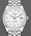 Mid Size Datejust 31mm in Steel with Diamond Bezel on Jubilee Bracelet with MOP Diamond Dial