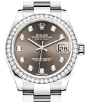Datejust 31mm in Steel with Diamond Bezel on Oyster Bracelet with Dark Grey Diamond Dial
