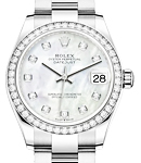Datejust 31mm in Steel with Diamond Bezel on Oyster Bracelet with MOP Diamond Dial