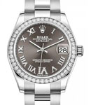 Datejust 31mm in Steel with Diamond Bezel on Oyster Bracelet with Dark Grey Roman Dial - Diamonds on VI