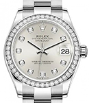 Datejust 31mm in Steel with Diamond Bezel on Oyster Bracelet with Silver Diamond Dial