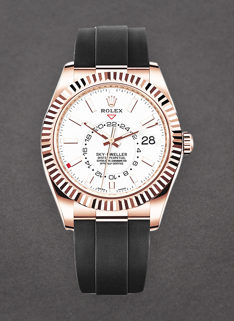 Rolex Unworn Sky Dweller 42mm in Rose Gold with Fluted Bezel