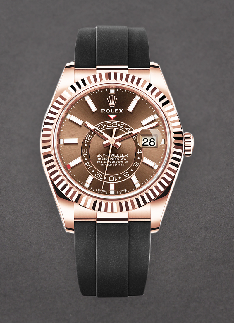 Rolex Unworn Sky Dweller 42mm in Rose Gold with Fluted Bezel