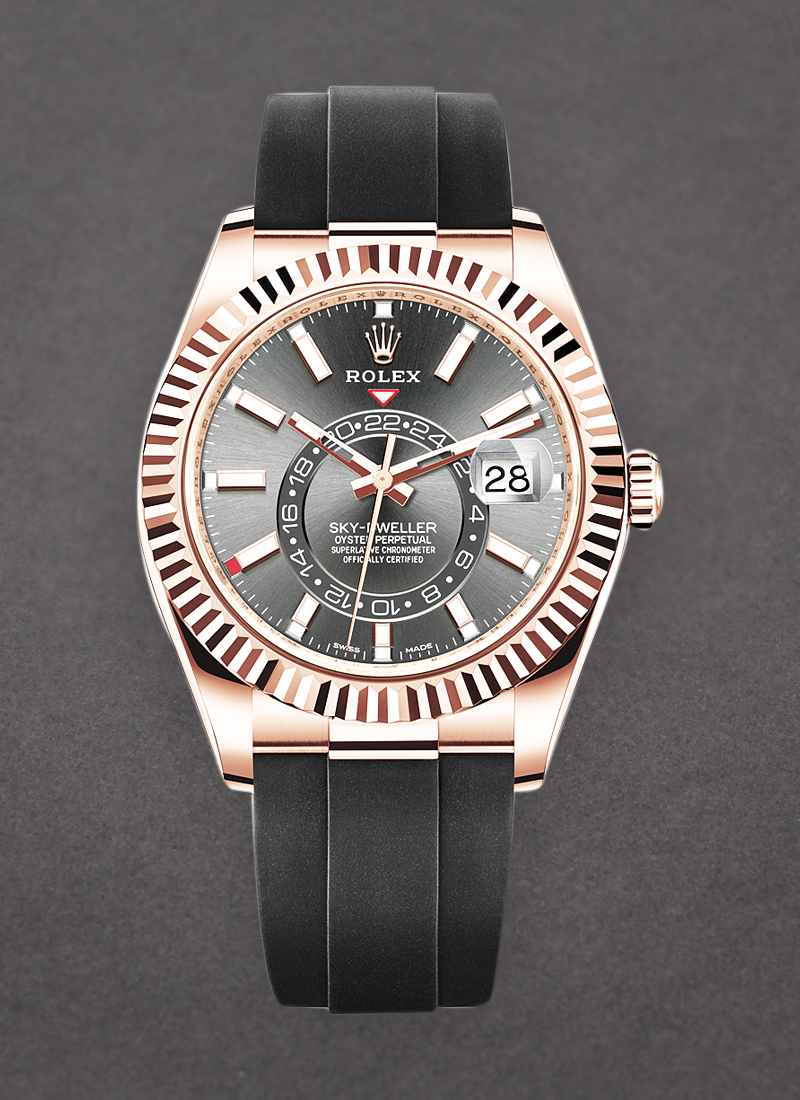 Rolex Unworn Sky Dweller 42mm in Rose Gold with Fluted Bezel