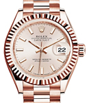 28mm Ladies President in Rose Gold    on President Bracelet with Sundust Index Dial
