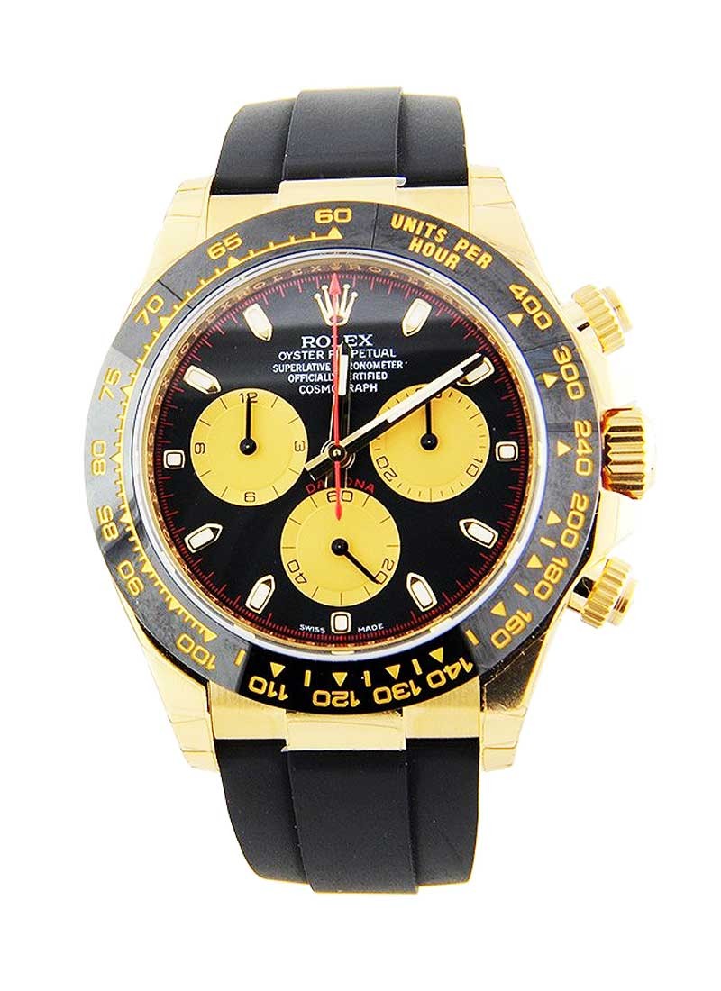 Pre-Owned Rolex Daytona Cosmograph 40mm in Yellow Gold with Black Bezel