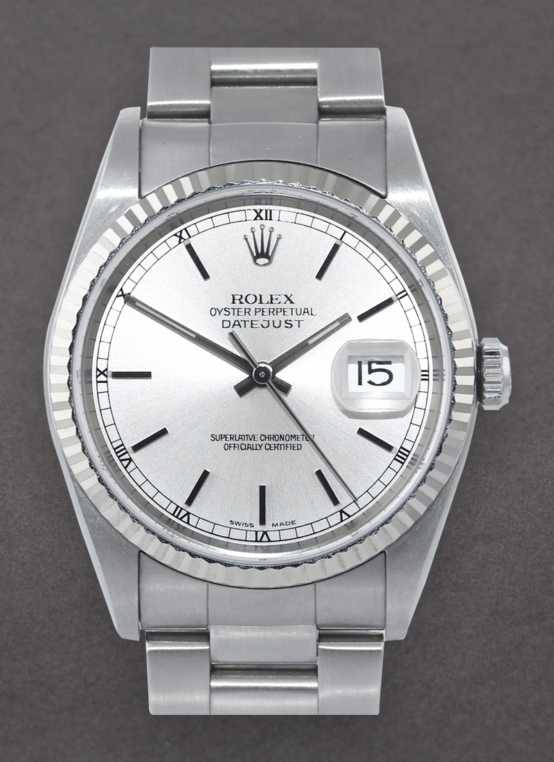 Pre-Owned Rolex Datejust 36mm in Steel with White Gold Fluted Bezel