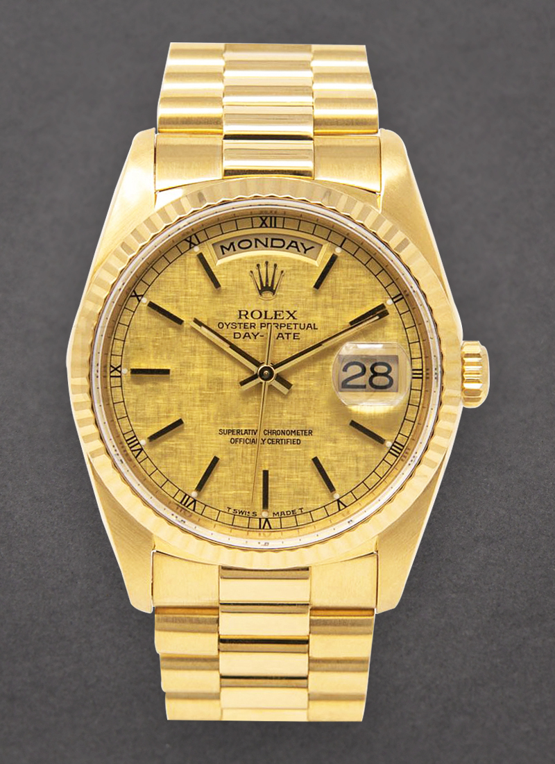 Pre-Owned Rolex President Day Date 36mm in Yellow Gold with Fluted Bezel