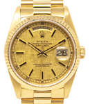 President Day Date 36mm in Yellow Gold with Fluted Bezel on President Bracelet with Champagne Linen Stick Dial
