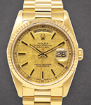 President Day Date 36mm in Yellow Gold with Fluted Bezel on President Bracelet with Champagne Linen Stick Dial