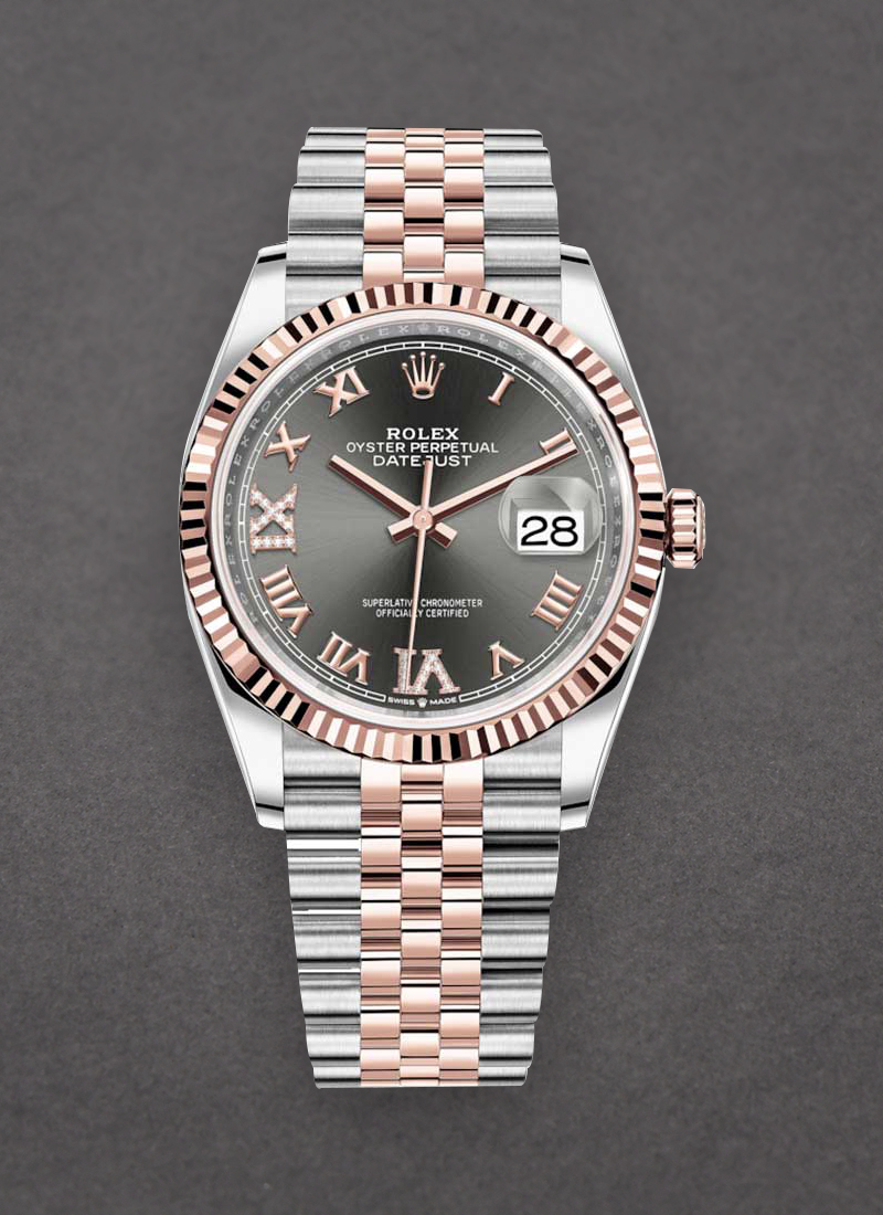 Pre-Owned Rolex Datejust 36mm in Steel with Rose Gold Fluted Bezel