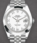 Datejust 41mm in Steel with Smooth Bezel on Jubilee Bracelet with White Roman Dial