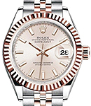 Datejust 28mm in Steel with Rose Gold Fluted Bezel on Jubilee Bracelet with Sundust Stick Dial