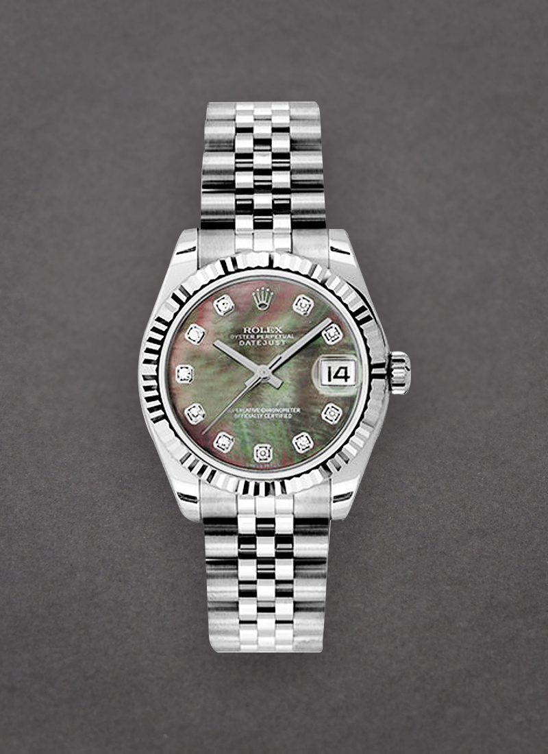 Pre-Owned Rolex Datejust 31mm in Steel with White Gold Fluted Bezel