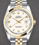 Datejust 36mm in Steel with Yellow Gold Domed Bezel on Jubilee Bracelet with Ivory Jubilee Arabic Dial