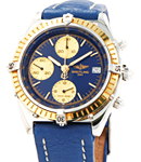 Chronomat 40mm Automatic in Steel and Yellow Gold Bezel on Blue Leather Strap with Blue Dial