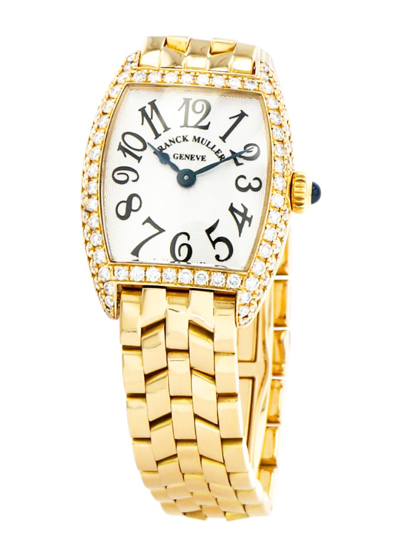 Franck Muller Lady's Small Size Cintre Curvex in Yellow Gold with Diamond Bezel