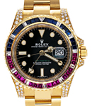 GMT Master II Yellow Gold with Added Bezel and Lugs on Oyster Bracelet with Black Dial