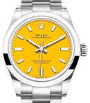 Oyster Perpetual 31mm in Steel with Domed Bezel on Steel Oyster Bracelet with Yellow Stick Dial