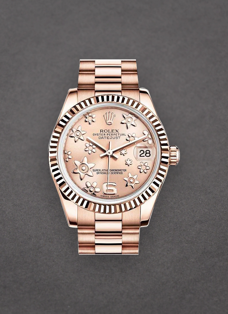 Pre-Owned Rolex DateJust Mid Size in Rose Gold with Fluted Bezel