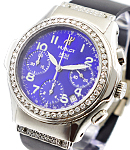 Elegant Chronograph 40mm with Diamond Bezel Steel on Rubber with Blue Arabic