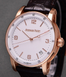 Code 11.59 Automatic in Rose Gold on Brown Crocodile Leather Strap with White Dial