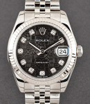 MidSize DateJust in Steel with Fluted Bezel on Steel Jubilee Bracelet with Black Jubilee Diamond Dial