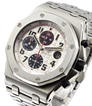 Panda - Royal Oak Offshore Chronograph in Steel on Steel Bracelet with Silver Dial with Black Subdials