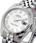 Mid Size 31mm Datejust in Steel with Fluted Bezel on Jubilee Bracelet with MOP Roman Dial