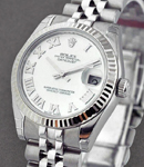 Mid Size 31mm Datejust in Steel with Fluted Bezel on Jubilee Bracelet with MOP Roman Dial