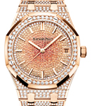 Royal Oak 41mm Automatic in Rose Gold with Diamond Bezel on Rose Gold Diamond Bracelet with Pave Diamond Dial