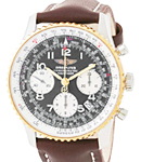 Navitimer Chronograph in Steel and Yellow Gold on Brown Calfskin Leather Strap with Black Dial