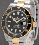 2-Tone 41mm Submariner with Black Ceramic Bezel on Oyster Bracelet with Black Dial