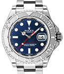 Yachtmaster Men's 40mm in Steel with Platinum Bezel on Oyster Bracelet with Blue Dial