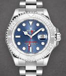 Yachtmaster Men's 40mm in Steel with Platinum Bezel on Oyster Bracelet with Blue Dial