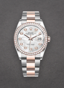 Pre-Owned Rolex 126281 Datejust 36mm in Steel with Rose Gold Diamond Bezel 126281